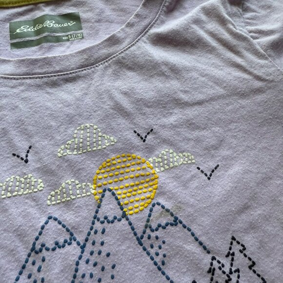 Eddie Bauer Kids S (7/8) Lavender Graphic Tee & Galaxy Print Leggings Set - Picture 4 of 10